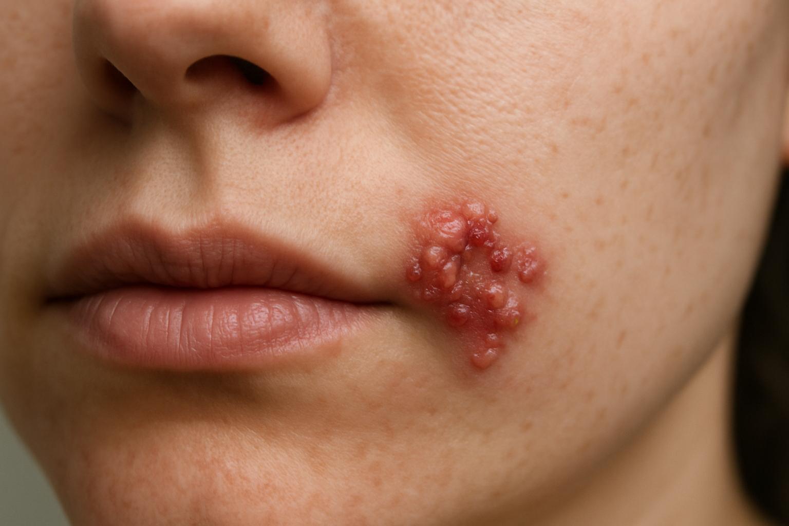 Герпес на лице Герпес на лицефото